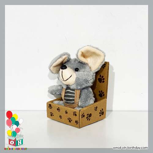  عروسک پولیشی موش جعبه ای طوسی دوبنده پوش سایز ۱۵ کد CA0433