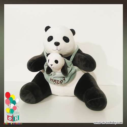  عروسک پولیشی خرس پاندای بچه دار سایز ۳۰ کد CA0223