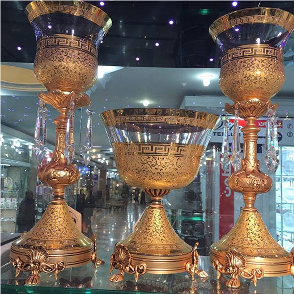 شمعدان و کاسه آجیل طرح شیراز طلائی